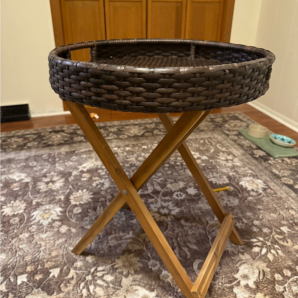 Brown Woven Tray Table